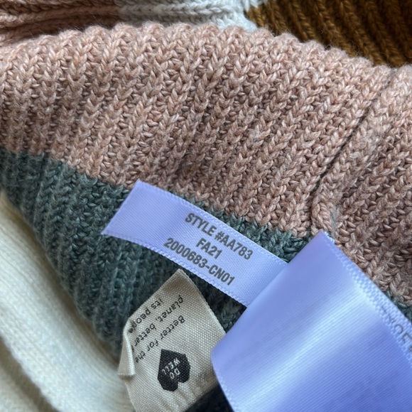 EUC Madewell Thompson Cream Multicolor Striped Sweater Size L - Picture 12 of 12